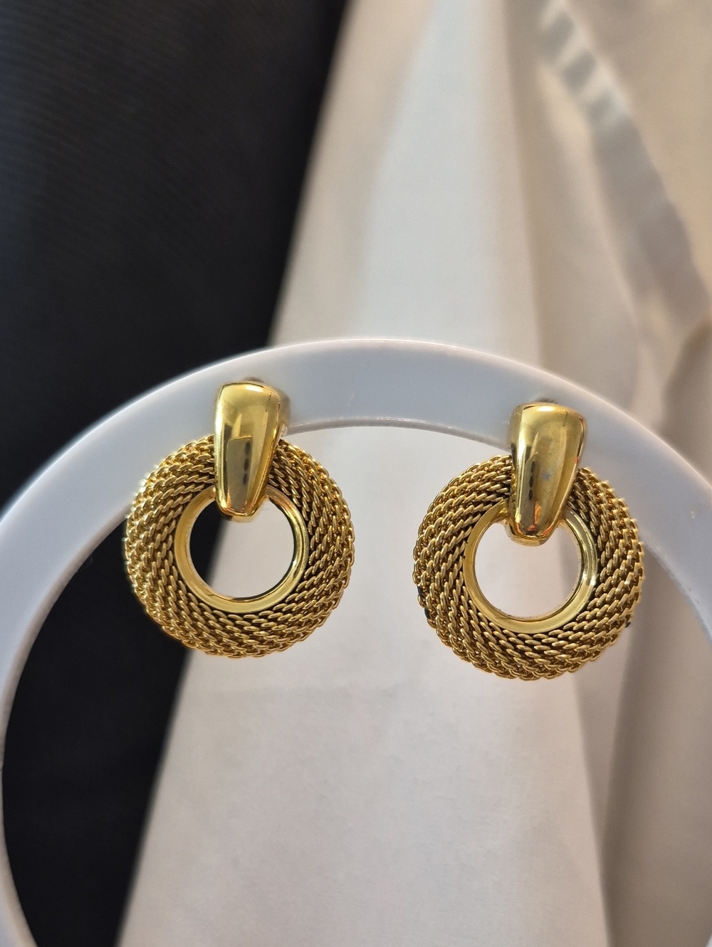 Vintage Gold Door Knocker Earrings 14kty Post Retro Estate Statement Drop